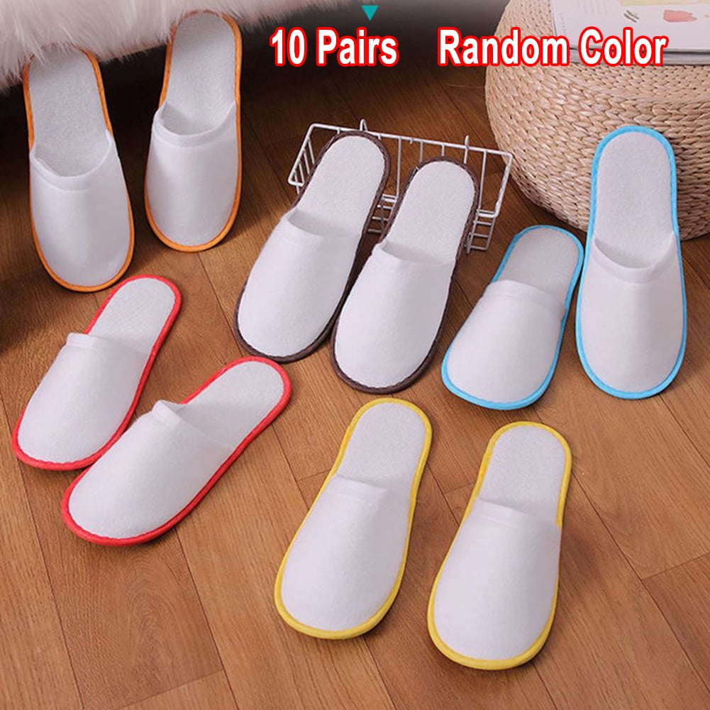 10Pairs Spa Hotel Guest Soft Slippers Closed Toe Disposable Travel Slipper.