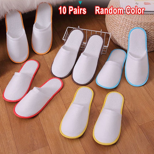 10Pairs Spa Hotel Guest Soft Slippers Closed Toe Disposable Travel Slipper.