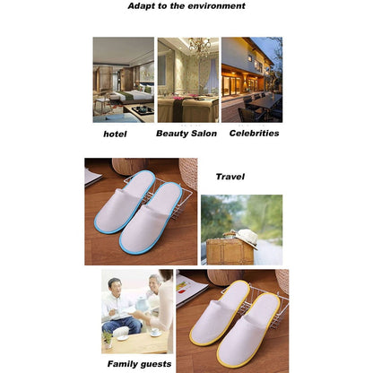 10Pairs Spa Hotel Guest Soft Slippers Closed Toe Disposable Travel Slipper.