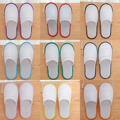 10Pairs Spa Hotel Guest Soft Slippers Closed Toe Disposable Travel Slipper.