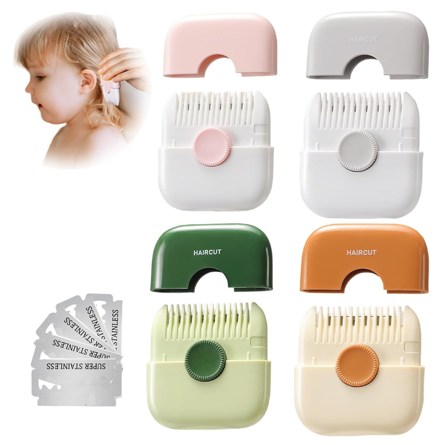 Hair Trimmer/Comb Kids, 2 in 1 Hair Trimmer, Split Ends, Razor Comb, Split End Trimmer with Blades 2 in 1 Dual-Side Design, Blades Replaceable A