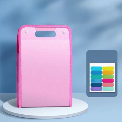 Portable Vertical Expanding Accordion Folder with 13 Pockets, Large Capacity File Organizer Bag A4 Letter Size P-ink