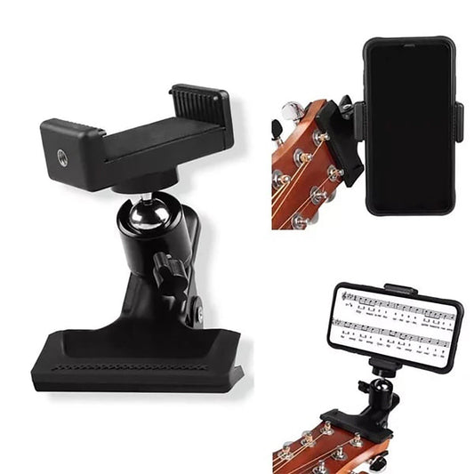 Guitar Head Clip Mobile Phone Holder 360 Degree Rotating Guitar Phone Shelf,for 2.16in-2.95in Phones Universal for Most Brands and Models