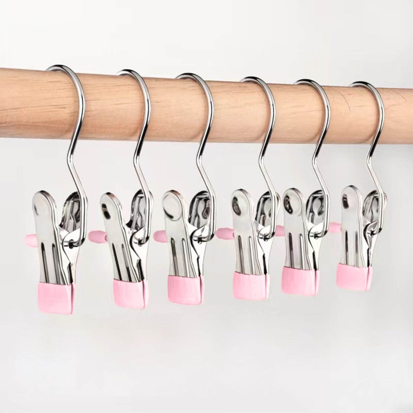 Clothes Pins, 15 Pack Hanger Hooks, Stainless Steel Laundry Clips, Travel Hangers, Towel Clips, Legging Organizer for Closet Hanging, Space Saving Hanger Clips for Pants, Jeans, Hats, Boot Silver