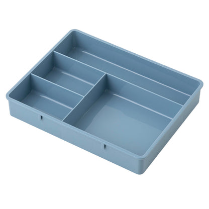 Four Grid Storage Box Plastic Drawer Dividers Flatware Tray Pen Holder Tray Plastic Tray Makeup Tray Plastic Drawers Makeup Vanity Organizer Small Item Pp Office Storage Tray Blue