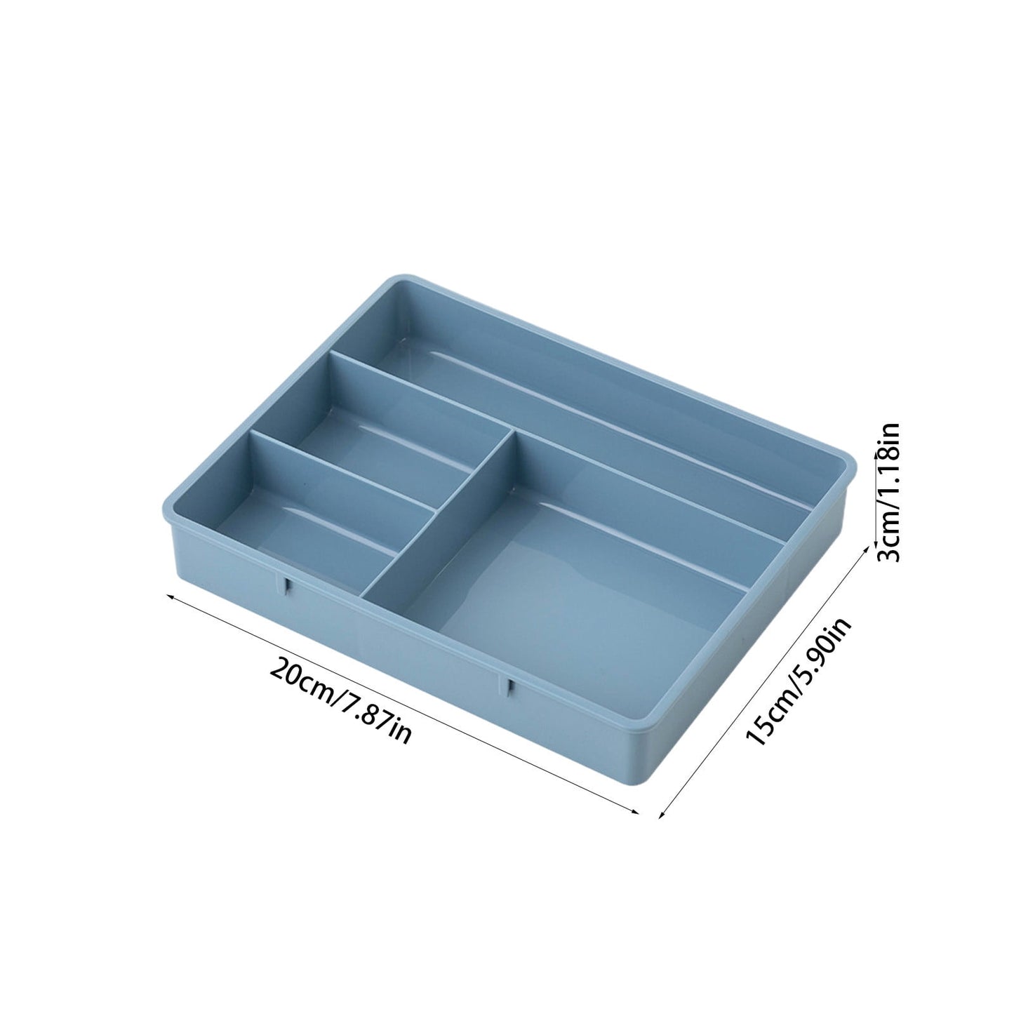 Four Grid Storage Box Plastic Drawer Dividers Flatware Tray Pen Holder Tray Plastic Tray Makeup Tray Plastic Drawers Makeup Vanity Organizer Small Item Pp Office Storage Tray Blue
