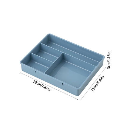 Four Grid Storage Box Plastic Drawer Dividers Flatware Tray Pen Holder Tray Plastic Tray Makeup Tray Plastic Drawers Makeup Vanity Organizer Small Item Pp Office Storage Tray Blue