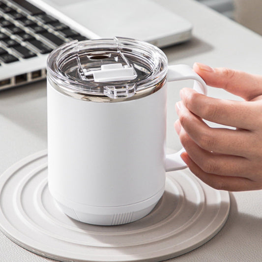 Coffee Mug With Handle, Insulated Stainless Steel Coffee Travel Mug, Reusable Coffee Cup With Lid, Microwave Safe Cups, For Tea, Latte, Cocoa, Milk, Office And Home Tea Cup White