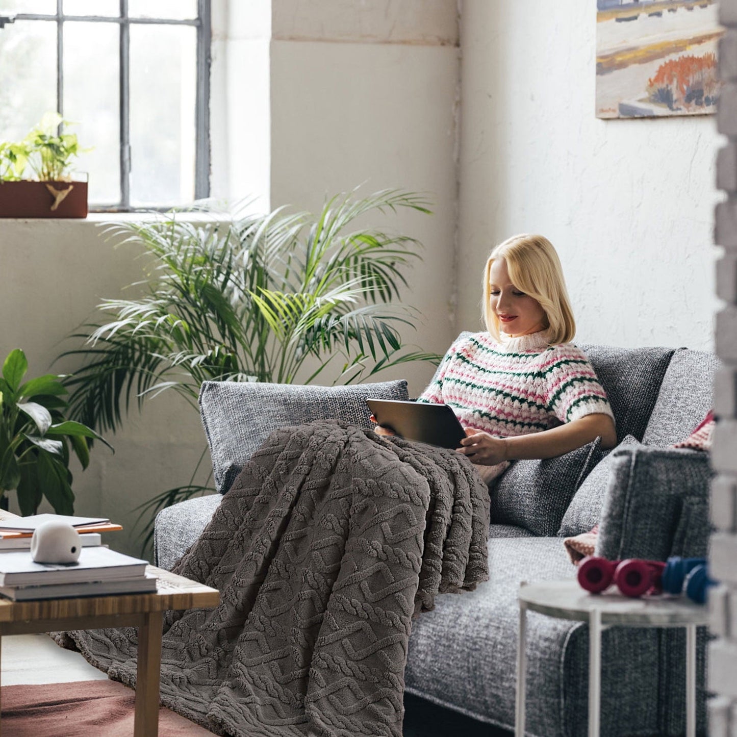 Warm Blankets for Winter, Winter Blankets Queen Size,King Blankets for The Bed, Winter Blankets Queen Size,Super Soft Throw Blankets, Silky Flannel Fleece Bed Blanket Gray