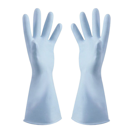 1 Pairs Rubber Gloves for Dishwashing Cleaning, Cotton Lined Household Gloves, Waterproof Gloves for Kitchen Bathroom, Reusable Gloves, Food Grade Non-Slip Household Kitchen Gloves Light blue,M
