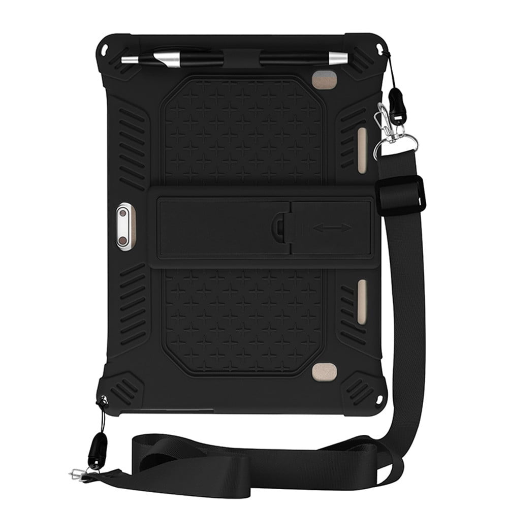 10,10.1 inch Silicone Tablet Case with Stylus Pen & Shoulder Strap, Universal Shockproof Silicone Cover Case,Soft Portable Protective Cover for Android Tablet PC Black