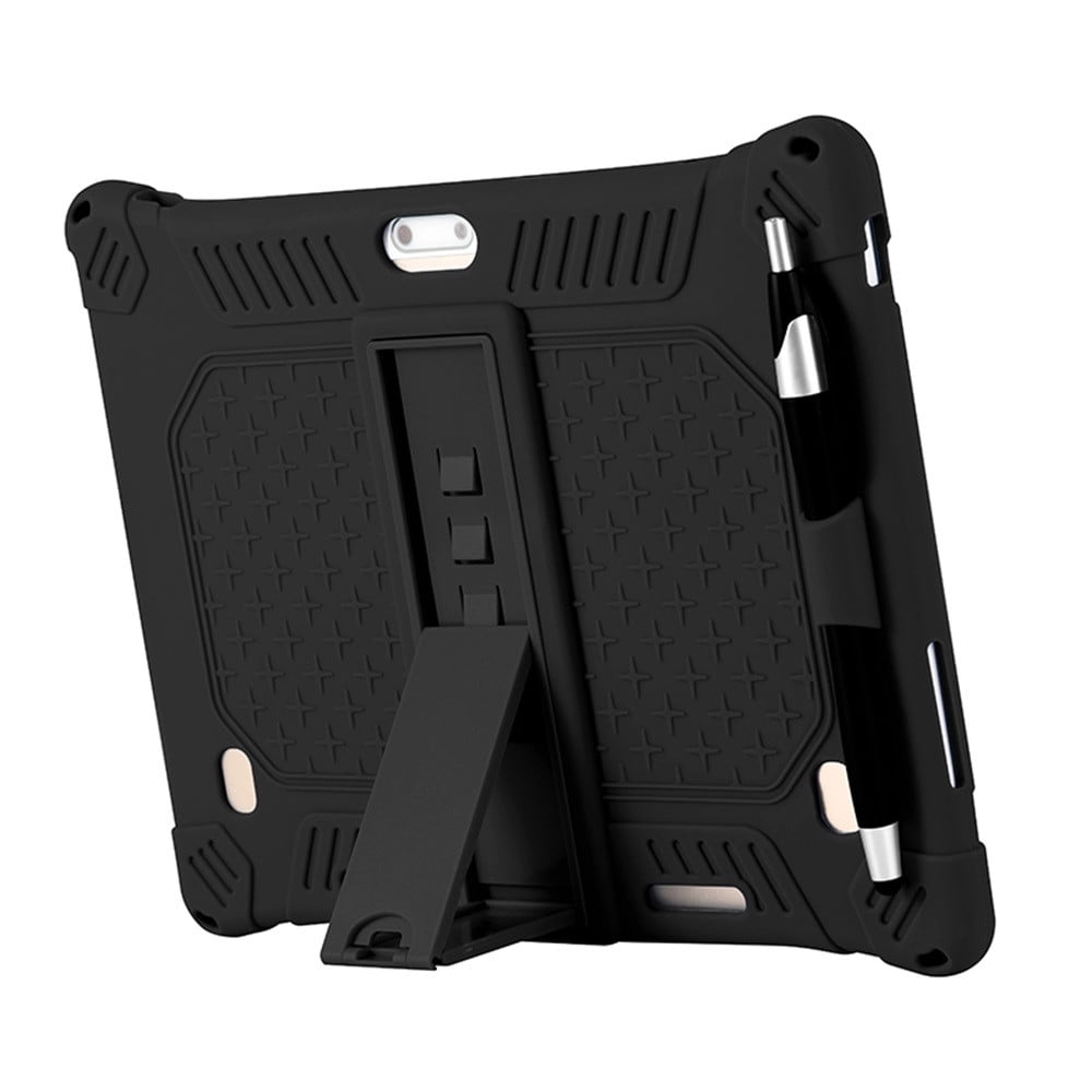 10,10.1 inch Silicone Tablet Case with Stylus Pen & Shoulder Strap, Universal Shockproof Silicone Cover Case,Soft Portable Protective Cover for Android Tablet PC Black