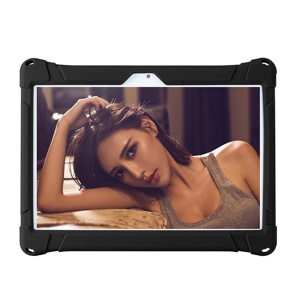 10,10.1 inch Silicone Tablet Case with Stylus Pen & Shoulder Strap, Universal Shockproof Silicone Cover Case,Soft Portable Protective Cover for Android Tablet PC Black