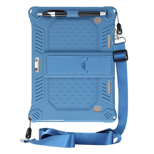 10,10.1 inch Silicone Tablet Case with Stylus Pen & Shoulder Strap, Universal Shockproof Silicone Cover Case,Soft Portable Protective Cover for Android Tablet PC Blue