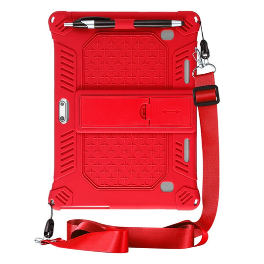 10,10.1 inch Silicone Tablet Case with Stylus Pen & Shoulder Strap, Universal Shockproof Silicone Cover Case,Soft Portable Protective Cover for Android Tablet PC Red