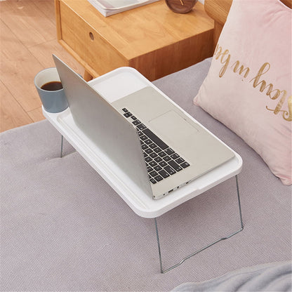 Foldable Lap Desks Laptop Tray for Bed or Couch,Portable Breakfast Serving Tray with Folding Legs, Vuyungers Lightweight Mini Lazy Small Table, Laptop Stand for Working, Reading and Writing White