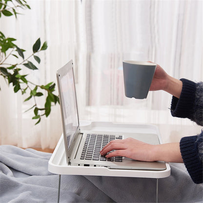 Foldable Lap Desks Laptop Tray for Bed or Couch,Portable Breakfast Serving Tray with Folding Legs, Vuyungers Lightweight Mini Lazy Small Table, Laptop Stand for Working, Reading and Writing White