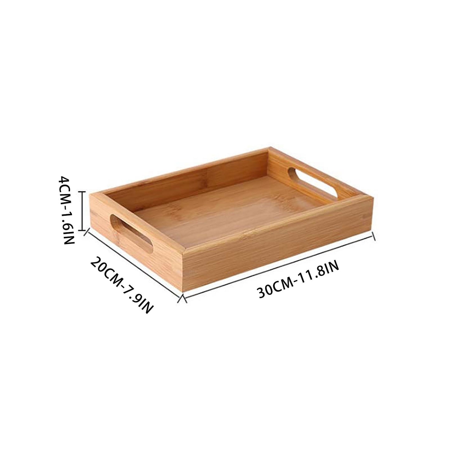 Serving Tray with Handles, Rectangular Bamboo Breakfast Food Tray Wooden Trays ,Natural Wood Tea Coffee Tray Decorative Serving Platter for Eating, Storing, Used in Bedroom, Kitchen,Outdoors Off-White