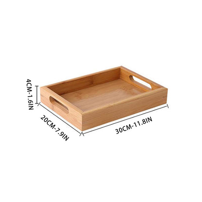 Serving Tray with Handles, Rectangular Bamboo Breakfast Food Tray Wooden Trays ,Natural Wood Tea Coffee Tray Decorative Serving Platter for Eating, Storing, Used in Bedroom, Kitchen,Outdoors Off-White