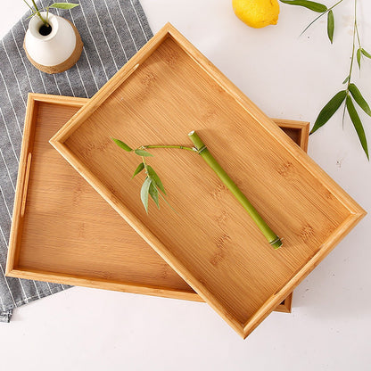 Serving Tray with Handles, Rectangular Bamboo Breakfast Food Tray Wooden Trays ,Natural Wood Tea Coffee Tray Decorative Serving Platter for Eating, Storing, Used in Bedroom, Kitchen,Outdoors Off-White