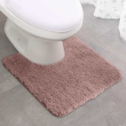 Bathroom Contour Rug Non Slip Toilet U Shaped Bath Mat, Water Absorbent Super Soft Shaggy Chenille Machine Washable Dry Extra Thick Perfect Absorbant Best Plush Carpet, U Shaped Bath Mat Pink