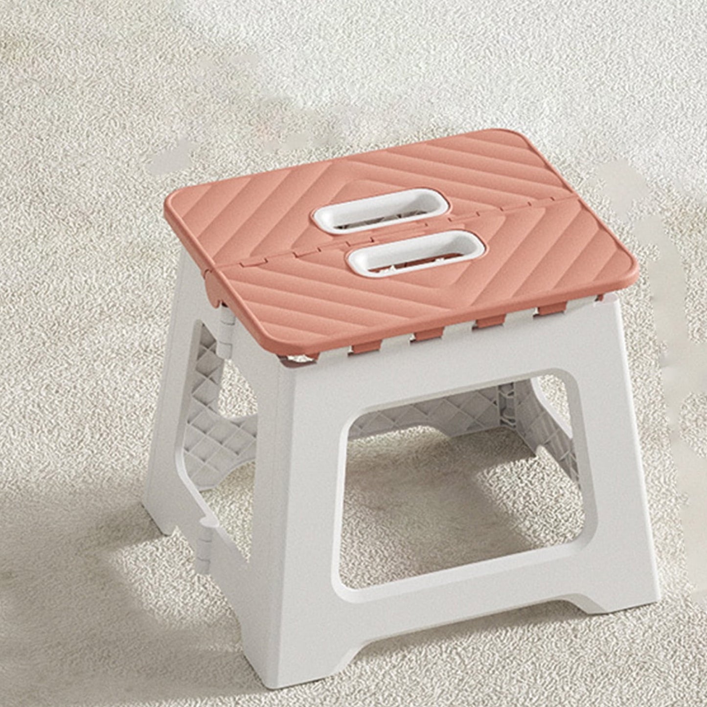 Non-Slip Folding Step Stools - 9x7in Shower Stool for Shaving Legs, Stool Foldable, Foot Stool, Holds Up to 300 lbs - Lightweight Plastic Foldable Step Stool, Low Stool Outdoor Camping Home Pink