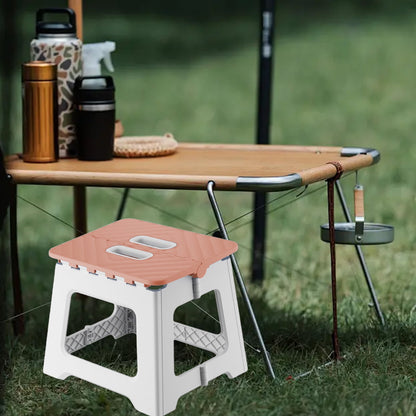 Non-Slip Folding Step Stools - 9x7in Shower Stool for Shaving Legs, Stool Foldable, Foot Stool, Holds Up to 300 lbs - Lightweight Plastic Foldable Step Stool, Low Stool Outdoor Camping Home Pink