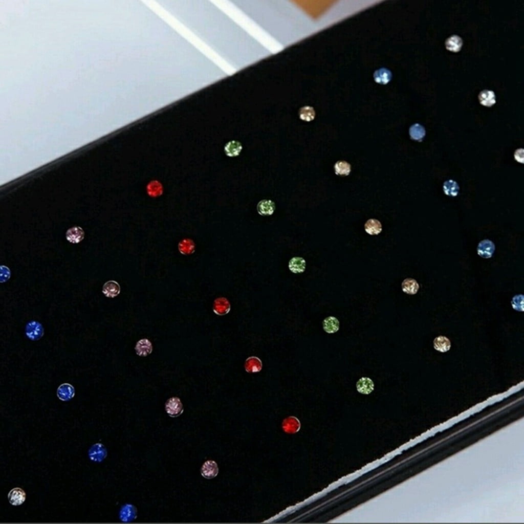 Nose Rings Studs for Women Men,Straight Surgical Stainless Steel Small Nose Studs Pin,Hypoallergenic Tiny Nose Piercing Jewelry,Crystal Gem Piercing Jewelry-Multi-Color Nose Stud Creative Multicolor