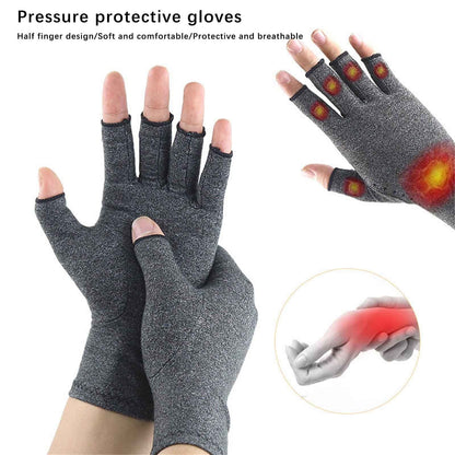 Pressure Gloves Half Finger, Cycling Joint Care Sports Gloves, Antiskid Fitness Gloves for Men and Women, Comfortable Compression Gloves for Hand Relief, Mobility & Repetitive Task Support, Size M F