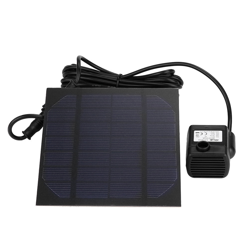 Panel Water Pump for Bird Bath Water Pump Kit - Solar Fountain 7V/140Ma Submersible Water Pump for Pool, Garden, Pond, 150L/H Max Flow, 16” Max Water Height, Outdoor Watering, 10Ft Cable
