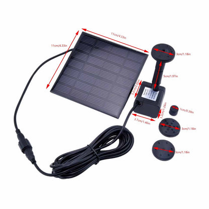 Panel Water Pump for Bird Bath Water Pump Kit - Solar Fountain 7V/140Ma Submersible Water Pump for Pool, Garden, Pond, 150L/H Max Flow, 16” Max Water Height, Outdoor Watering, 10Ft Cable