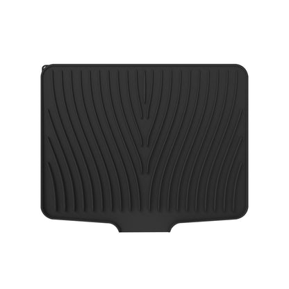 40x33 Inch Extra Large Kitchen Countertop Draining Silicone Tray - No Punching, Waterproof Drying Pad for Dishes,Water Diverting, Anti-Accumulating, Multifunctional Counter Protector for Kitchen Use Black