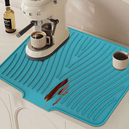 40x33 Inch Extra Large Kitchen Countertop Draining Silicone Tray - No Punching, Waterproof Drying Pad for Dishes,Water Diverting, Anti-Accumulating, Multifunctional Counter Protector for Kitchen Use green