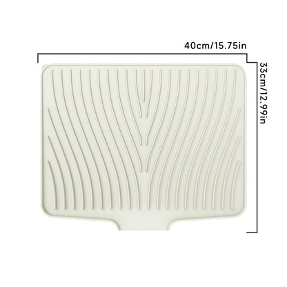 40x33 Inch Extra Large Kitchen Countertop Draining Silicone Tray - No Punching, Waterproof Drying Pad for Dishes,Water Diverting, Anti-Accumulating, Multifunctional Counter Protector for Kitchen Use white