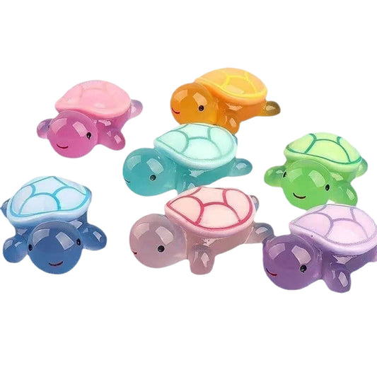 100 PCS Cute Tiny Turtles for Crafts - Mini Turtle Figurines Glow in The Dark Miniatures Resin Turtles Cute for Fairy Garden Moss Landscape Party Decoration Hidden Game Nail Art DIY Projects