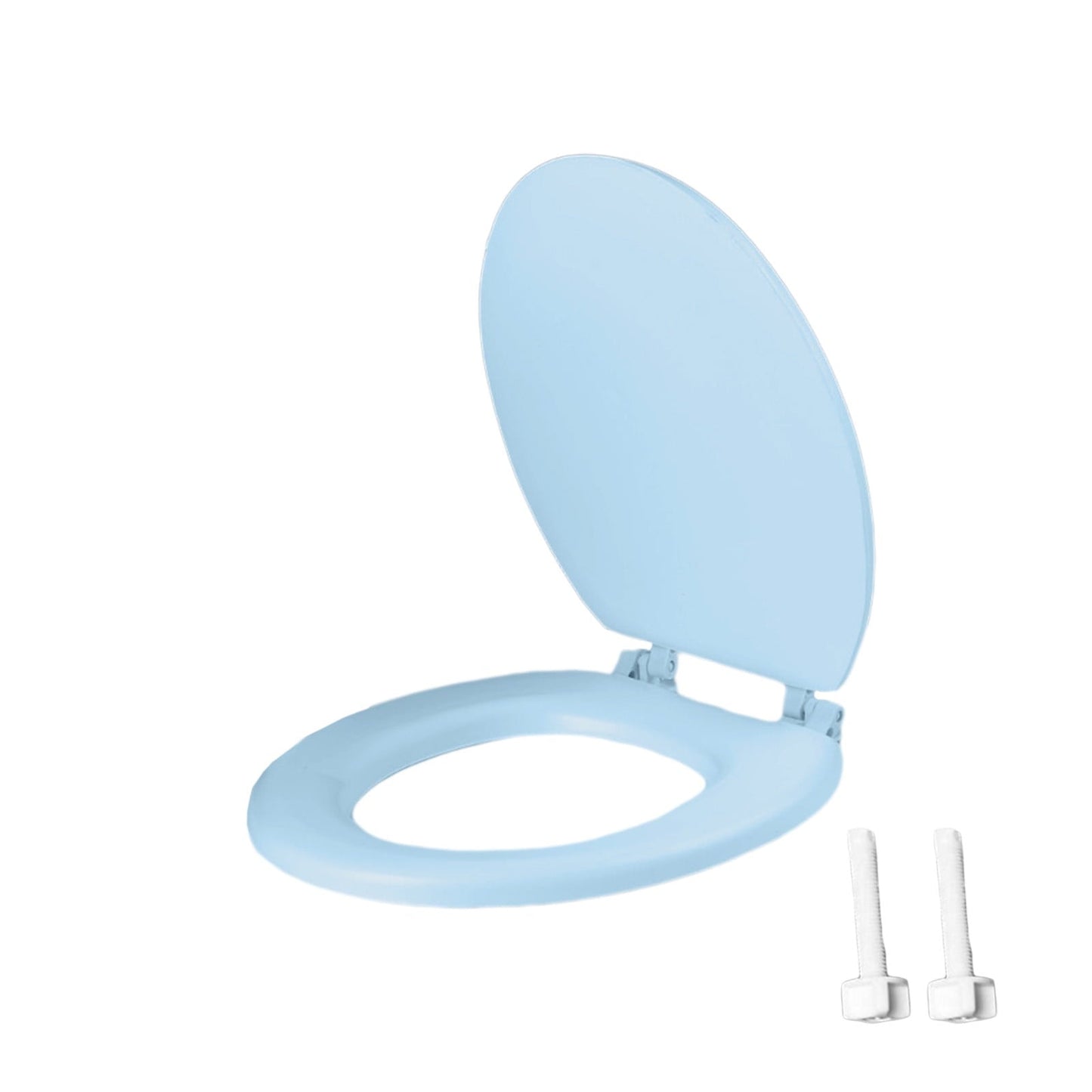 Universal Round Toilet Seat - 15.7 x 13.4 Inch Soft Close Plastic Toilet Lid with Foam Cushion, Easy Install & Clean, Durable Design for Standard Toilets Blue