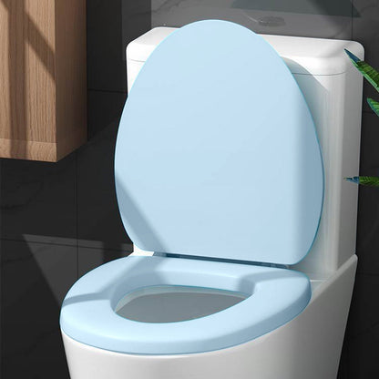 Universal Round Toilet Seat - 15.7 x 13.4 Inch Soft Close Plastic Toilet Lid with Foam Cushion, Easy Install & Clean, Durable Design for Standard Toilets Blue