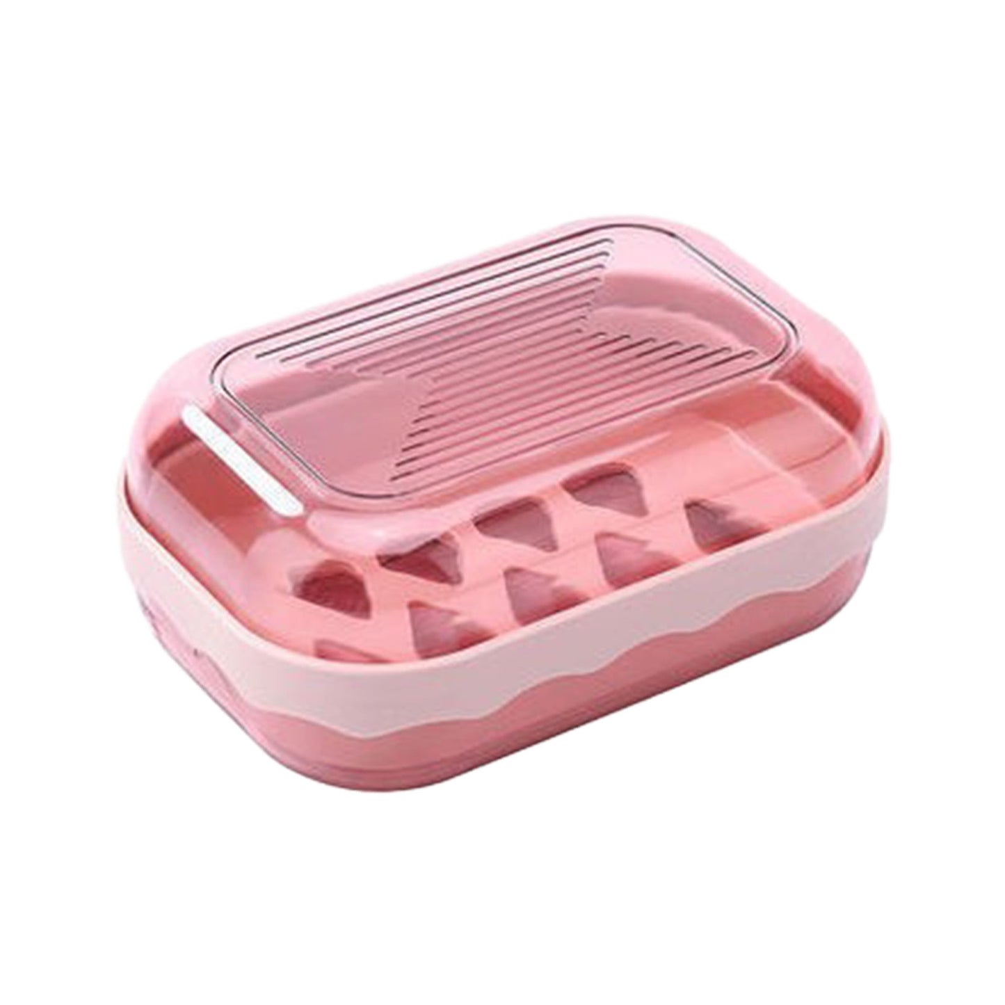 Covered Soap Box with Lid - Plastic Bar Soap Case with Drain Tray, Portable Countertop Soap Container, Water-Resistant, Easy to Clean, 5.03 x 3.46 x 2.16 inches, for Home & Travel Use Pink