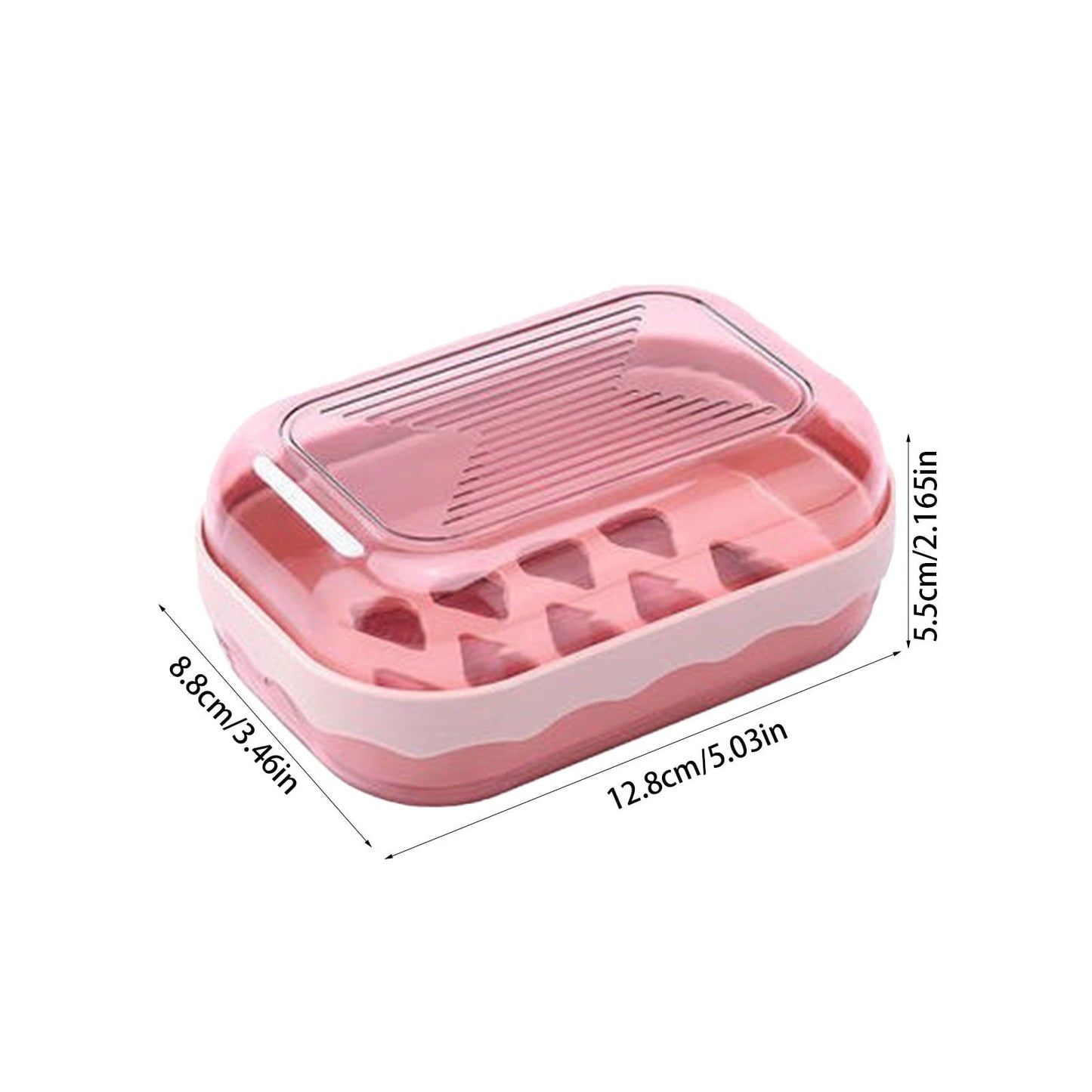Covered Soap Box with Lid - Plastic Bar Soap Case with Drain Tray, Portable Countertop Soap Container, Water-Resistant, Easy to Clean, 5.03 x 3.46 x 2.16 inches, for Home & Travel Use Pink