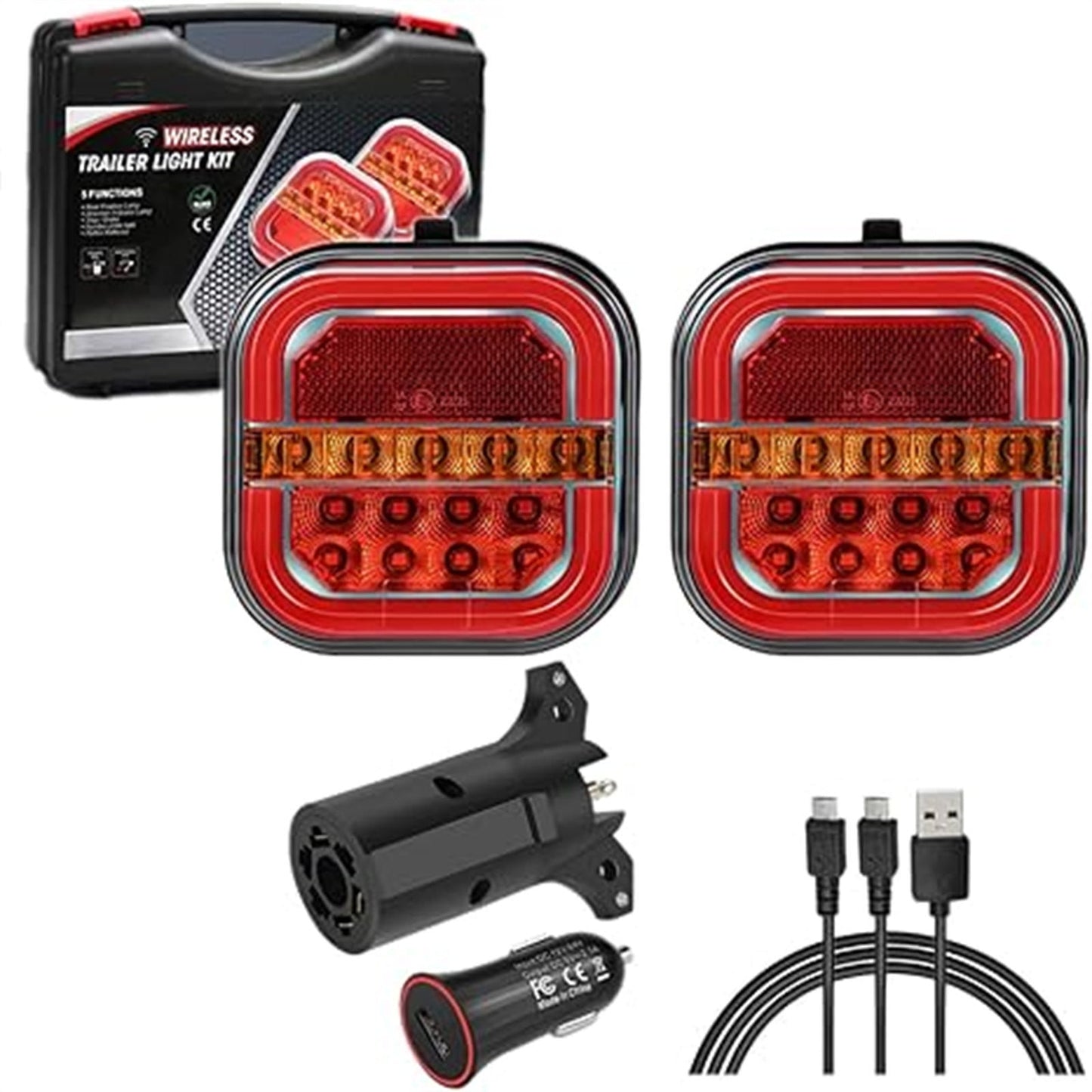 Trailer Lights,Boat Trailer Lights,Wireless ,LED Rear Tail Lights Dynamic Stop Brake Indicator Lamp Trailer ,Utility Boat Trailer Submersible ,Magnetic & Screw Mount Tow Lights,Waterproof Light-guiding