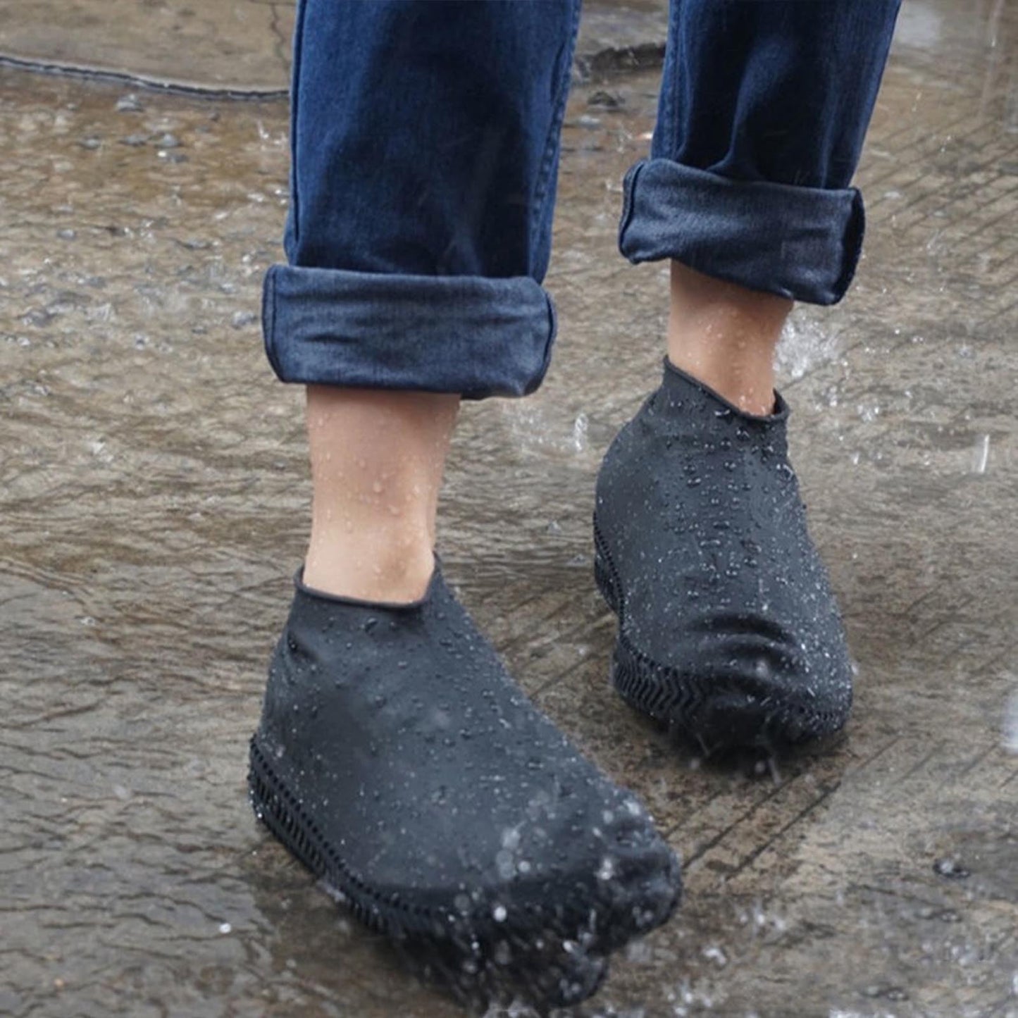 Waterproof Shoe Covers Upgraded,Rain Shoe Covers Reusable Silicone Non Slip Shoe Covers for Outdoor,Rain Shoe Covers for Women and Men, Thickened Wear Rainproof And Waterproof Shoe Cover White