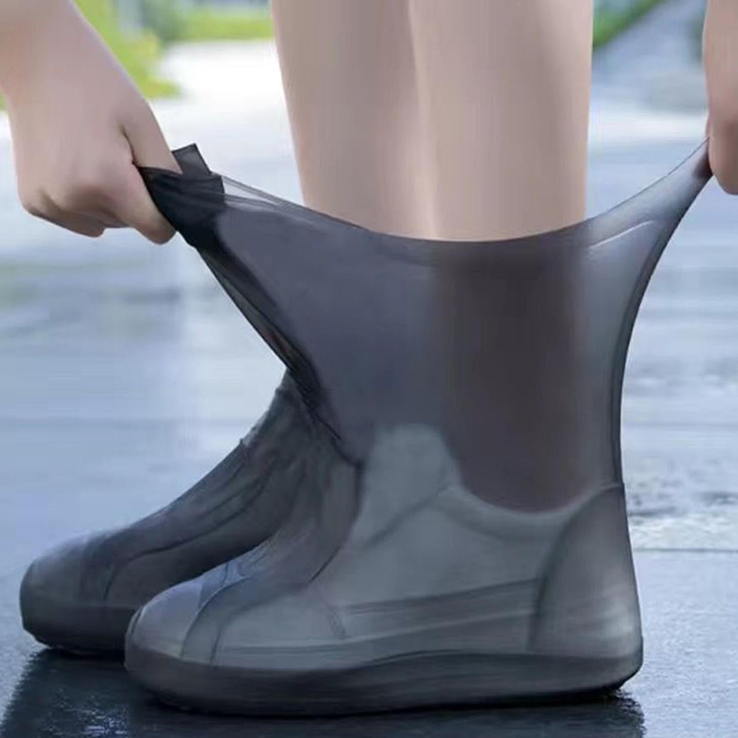 Waterproof Shoe Covers Upgraded,Rain Shoe Covers Reusable Silicone Non Slip Shoe Covers for Outdoor,Rain Shoe Covers for Women and Men, Thickened Wear Rainproof And Waterproof Shoe Cover White