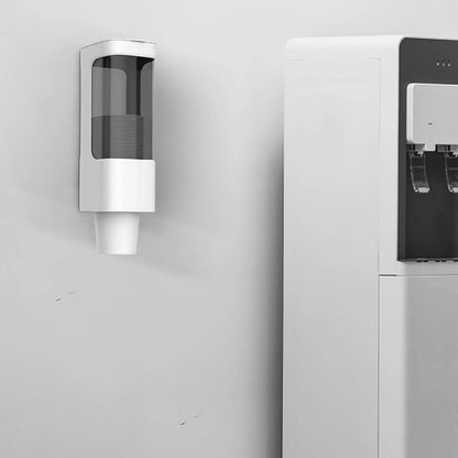 Cup Dispenser,Fit 3oz-6oz Small Cups, Pull Type Water Cup Holder Wall Mount Paper Cup with Paste for Home Office School,Wall Mount Bathroom Disposable Mouthwash Cups Dispenser for Home Office Clear