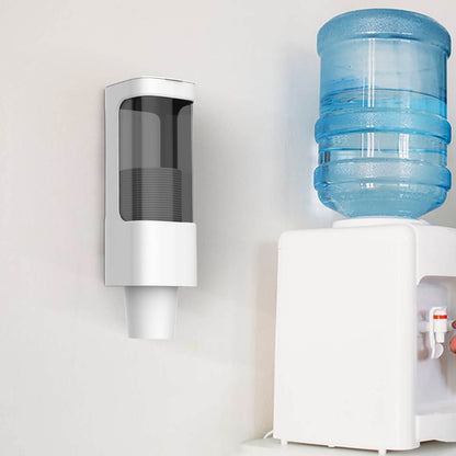 Cup Dispenser,Fit 3oz-6oz Small Cups, Pull Type Water Cup Holder Wall Mount Paper Cup with Paste for Home Office School,Wall Mount Bathroom Disposable Mouthwash Cups Dispenser for Home Office Clear