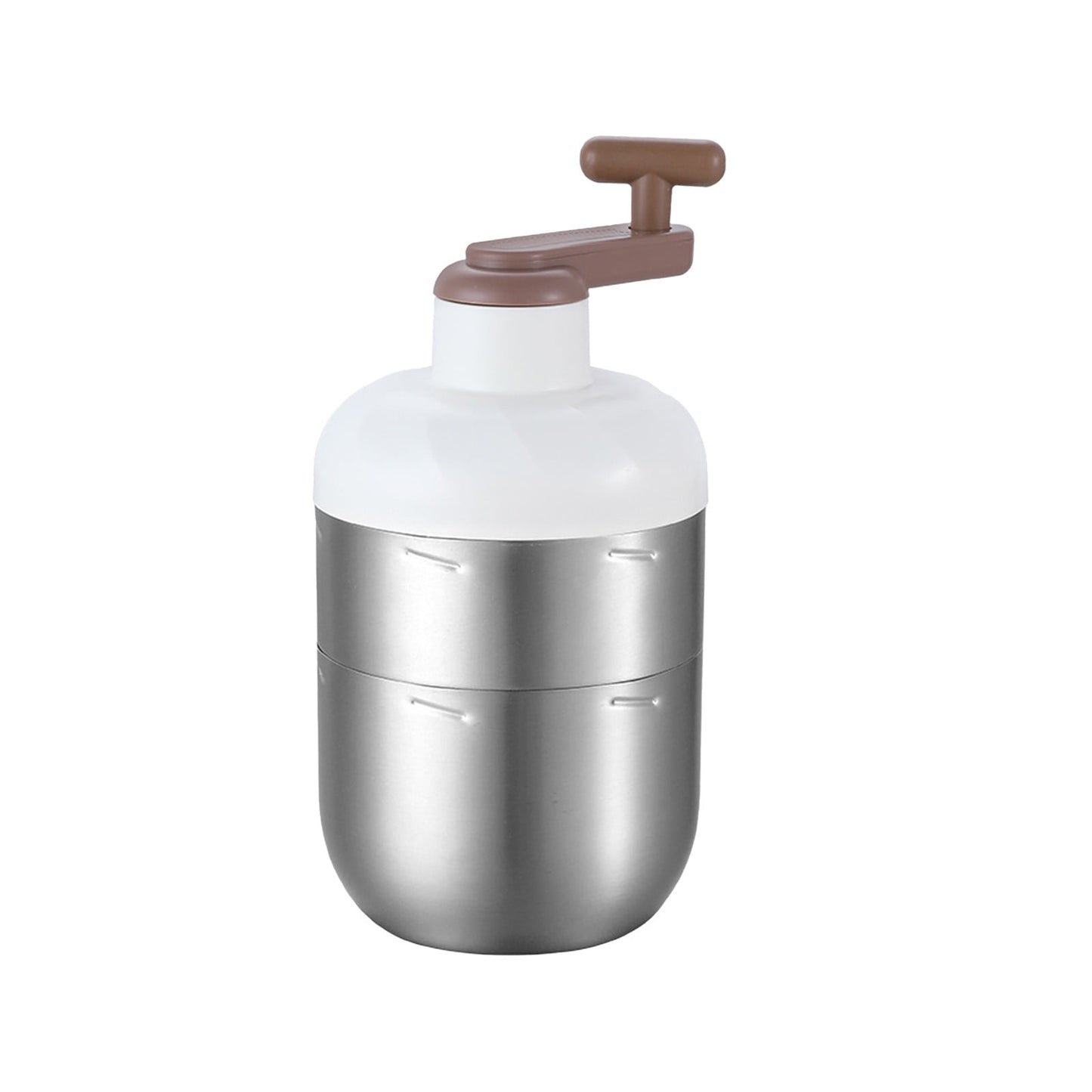 Manual Ice Crusher - Hand-Cranked Shaving Machine for Household & Commercial Use - Stainless Steel Blades, 10.04x5.04x5.04in - White, Green, Silver - for Summer Drinks & Slushies, Includes Ice Box Silver