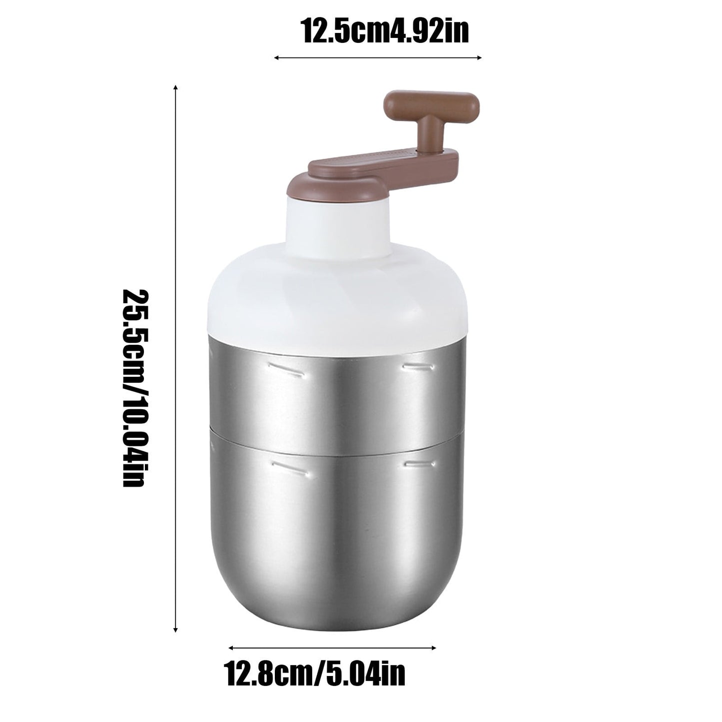 Manual Ice Crusher - Hand-Cranked Shaving Machine for Household & Commercial Use - Stainless Steel Blades, 10.04x5.04x5.04in - White, Green, Silver - for Summer Drinks & Slushies, Includes Ice Box Silver