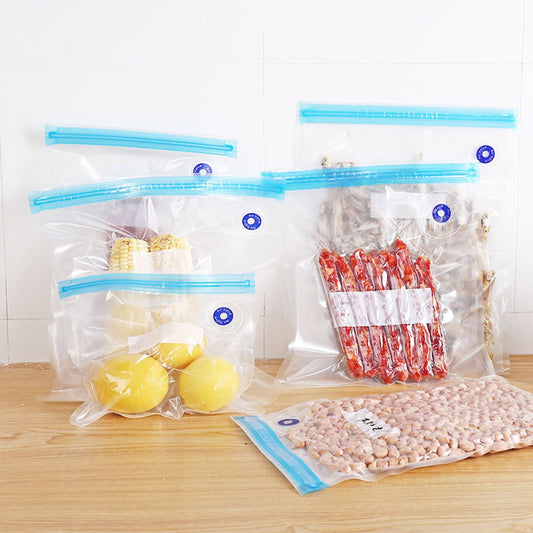 10-Pack Reusable Vacuum Food Storage Bags - BPA-Free, Various Sizes, Double Zipper Seal, Easy-to-Use Vacuum Sealer Bags for Food, Pet Treats & Small Items - Clear, Space-Saving, Freshness Preservation 26*28