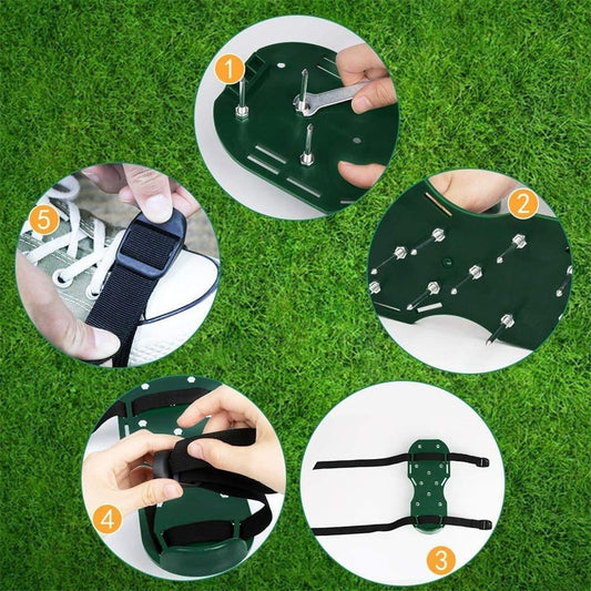 Lawn Aerator Shoes with Hook & Loop Straps for Effectively Aerating Lawn Soil, One Size Fits All Free-Installation Heavy Duty Spiked Sandals Shoes for Easy Use for Yard Patio Garden