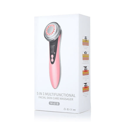 Face Massager Electric Face Lifting 4 in 1 Facial Massager Anti Aging Skin Tightening Firming Skin Care Tools,USB Rechargeable Red Blue Light Thermal Massage Beauty Device 400mah 3.7V/0.6A