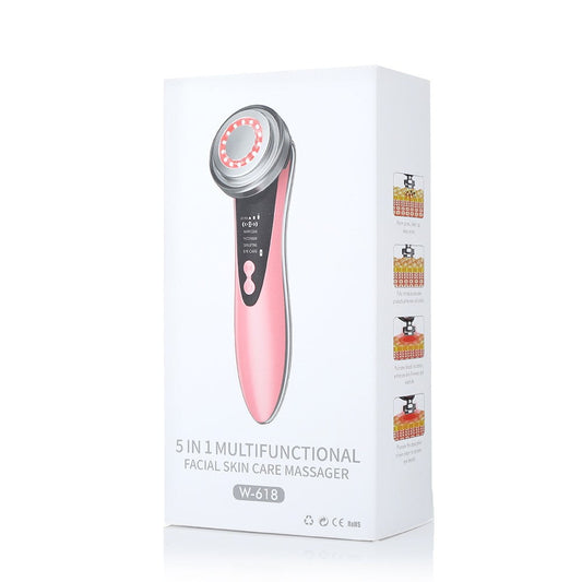Face Massager Electric Face Lifting 4 in 1 Facial Massager Anti Aging Skin Tightening Firming Skin Care Tools,USB Rechargeable Red Blue Light Thermal Massage Beauty Device 400mah 3.7V/0.6A